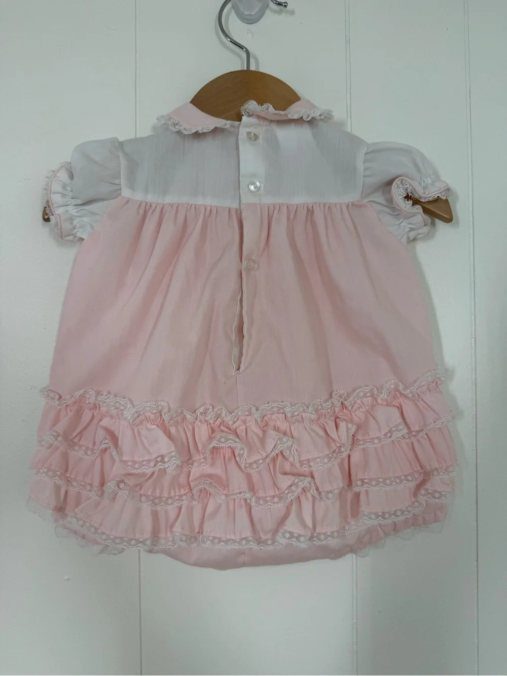 Toddle Tyke Vintage Embroidered “Babygirl” Pink Bubble Romper
